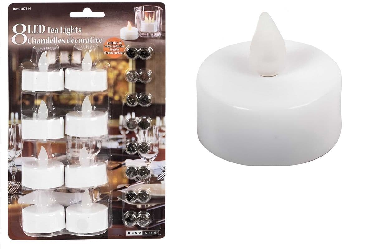 Led Tealight 8pk With 16 Extra Batteries, CTG, 07314