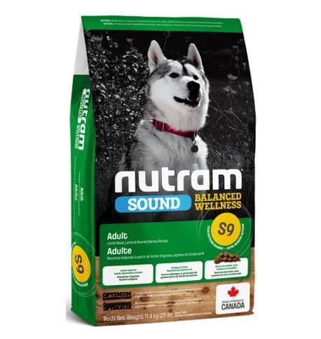 Nutram Dog Sound Balanced Wellness S9 Adult Dog Lamb Meal, Lamb & Pearled Barley Recipe 11.4 kg