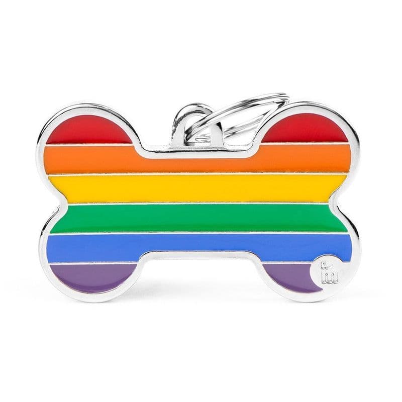 MyFamily Pride Rainbow Bone Engraved ID Tag