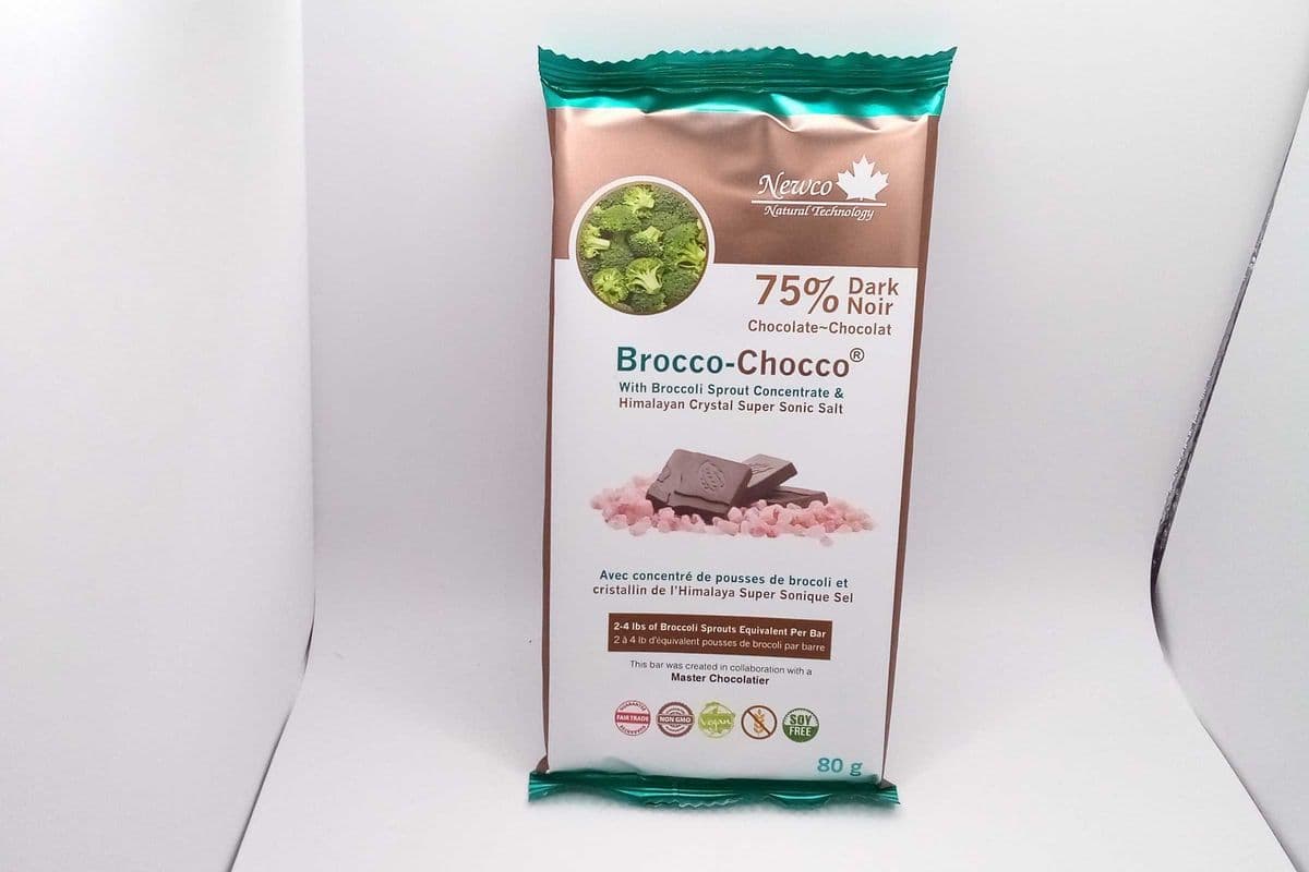 Newco Brocco-Chocco Organic 75% Dark Chocolate Bar (80 g)