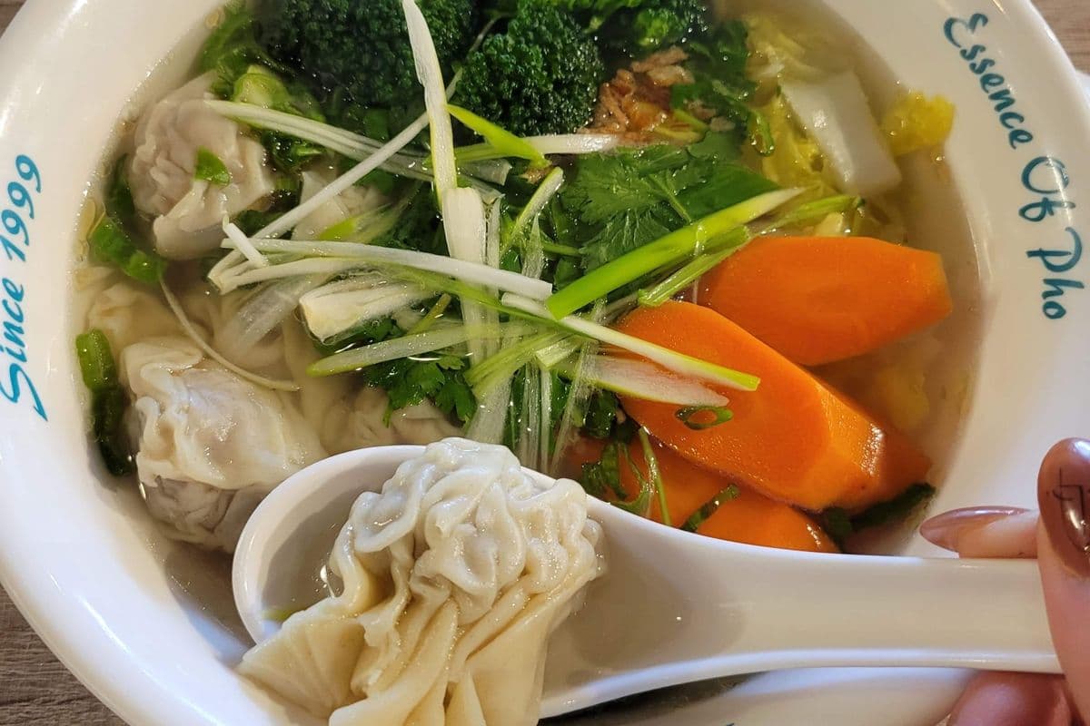 42. PORK WONTON, & SEASONAL VEGGIES