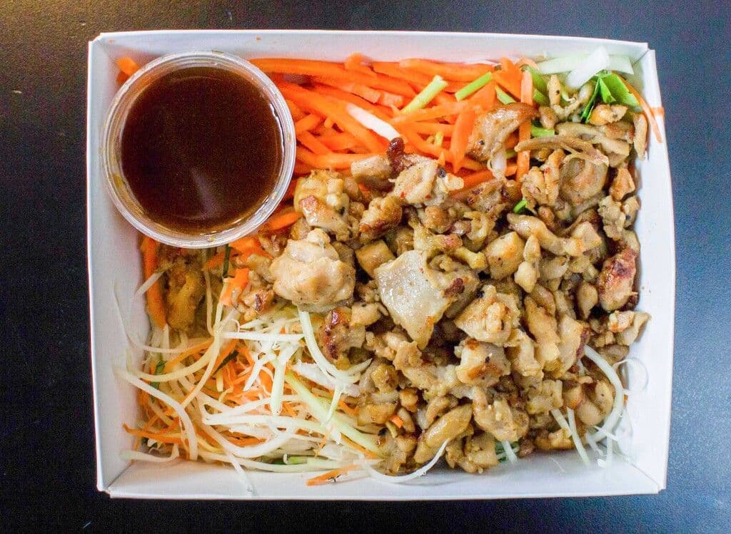 Entree salad with grilled pork