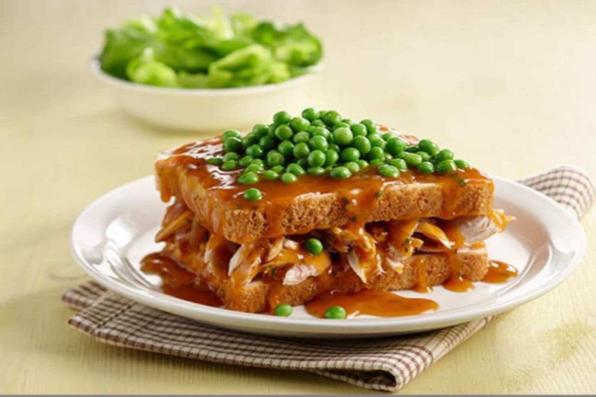Gravy Engulfed Chicken Sandwich on Toast