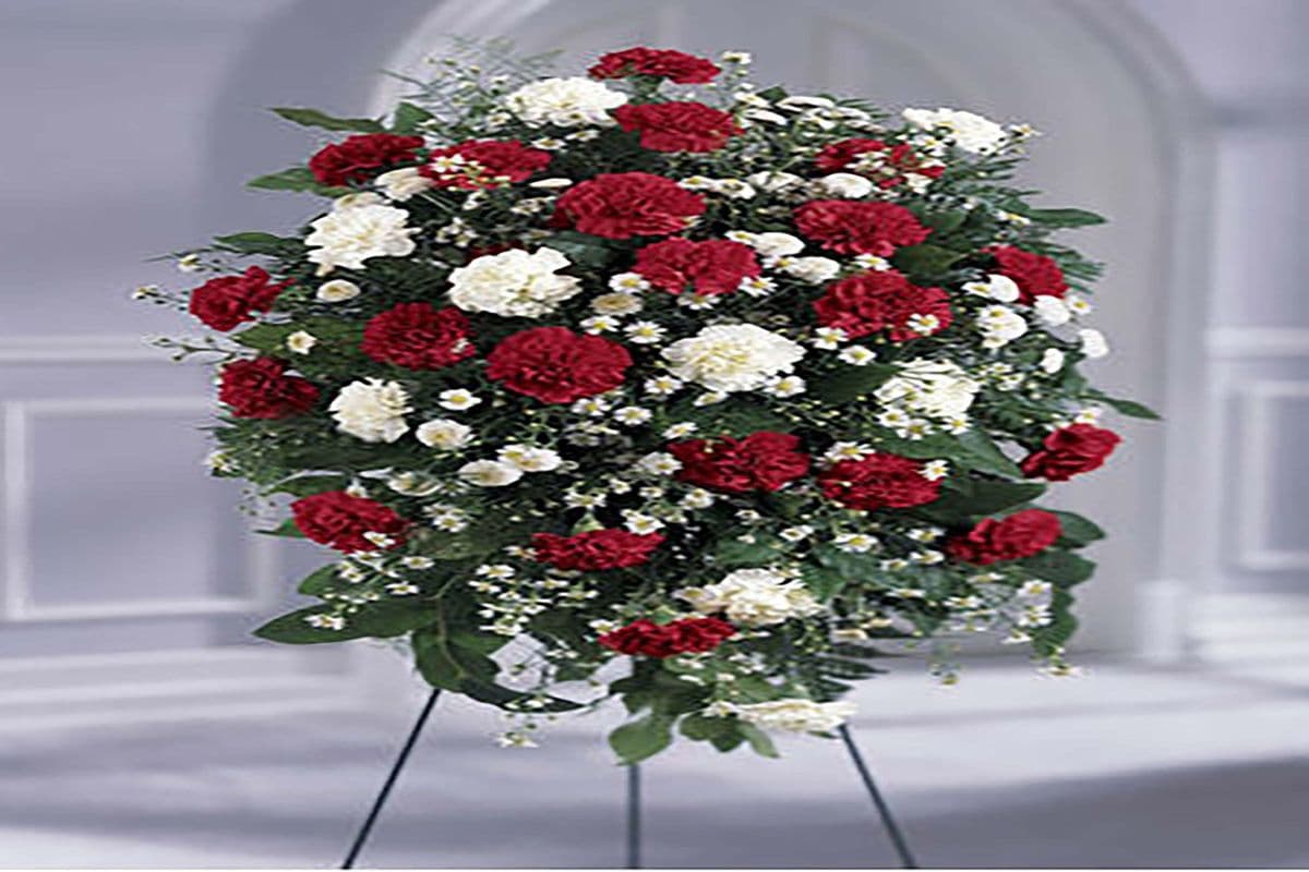 Red and White Standing Spray - WAS $200