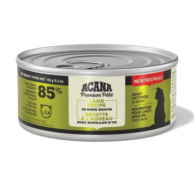 Acana Premium Pate Wet Cat Food in Bone Broth Lamb + Lamb Liver Recipe 155g Can