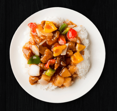 E57. Sweet and Sour Pork on Rice