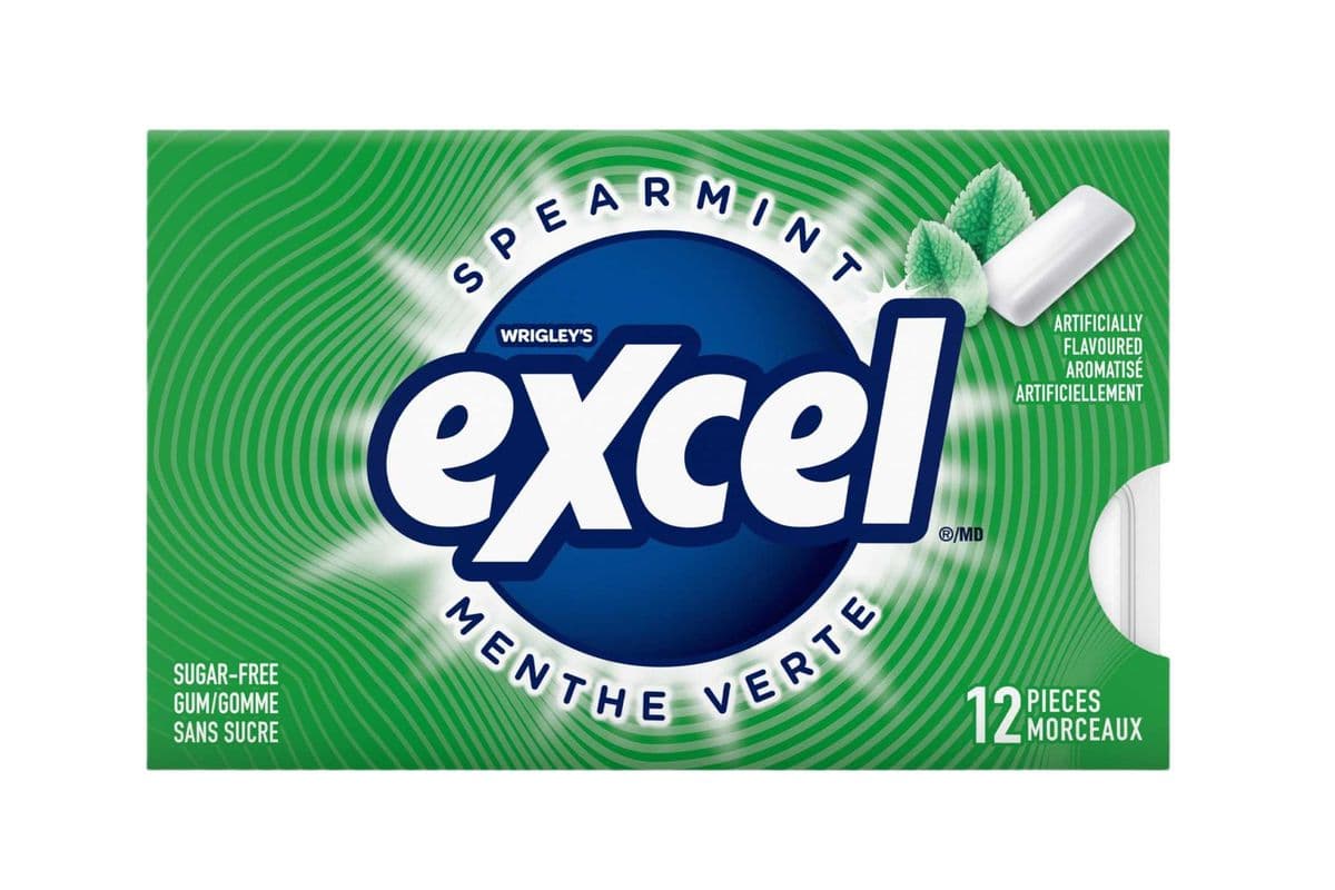 Wrigley's Excel Spearmint Menthe Verte Sugar-Free Chewing Gum (12 g)