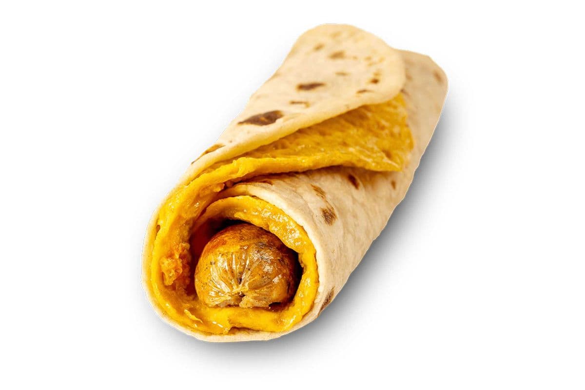 spiced chicken sausage and egg roti (329 Cal)