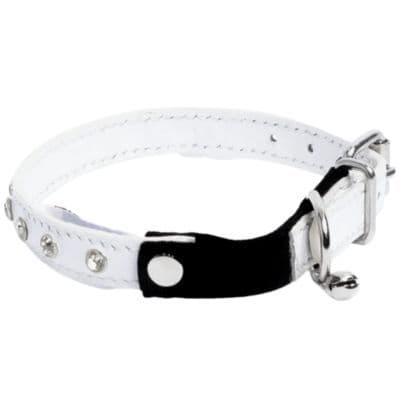Angel Athens Cat Collar with Rhinestones Ivory White 12" X 1/2"