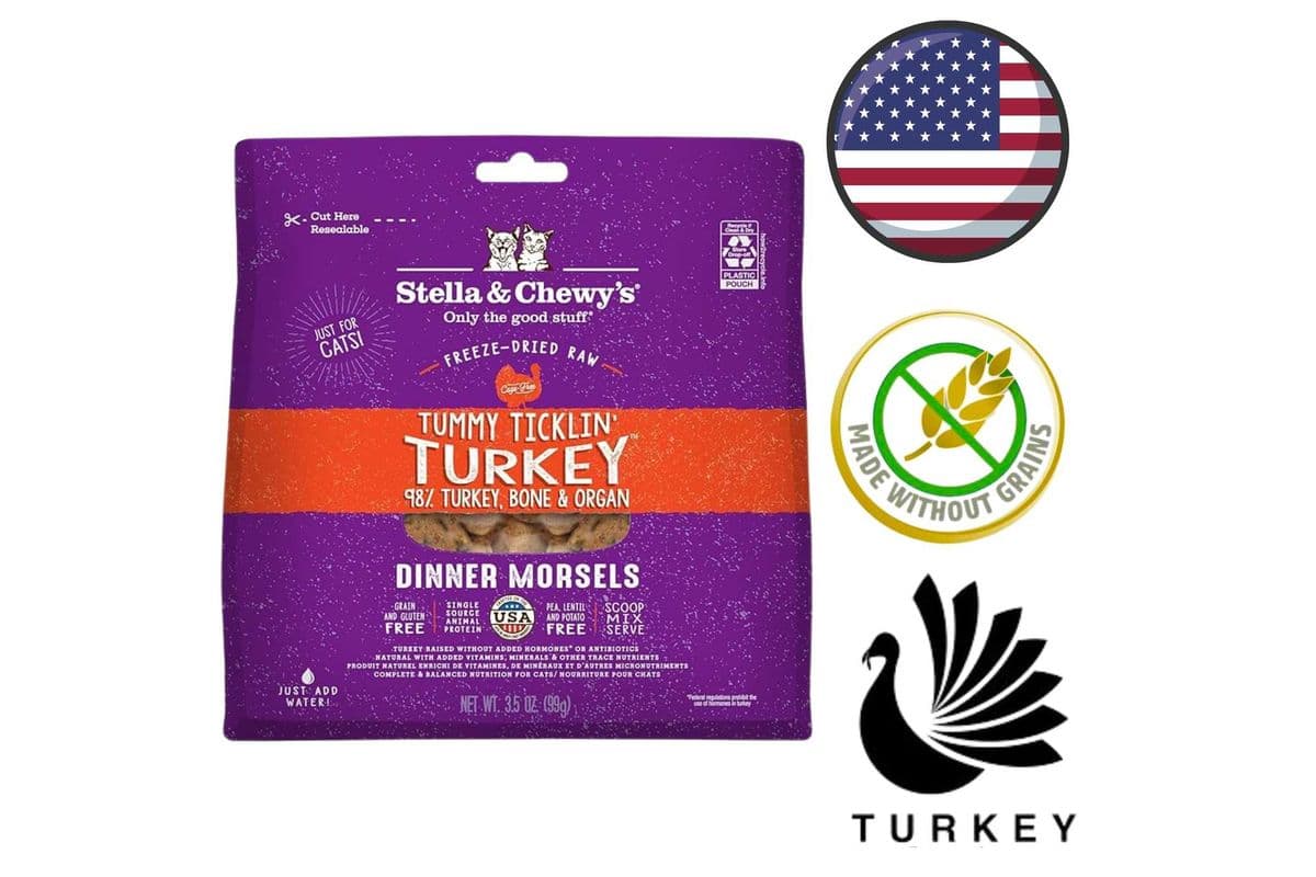 Stella & Chewy's - Tummy Ticklin' Turkey Freeze Dried Raw Dinner Morsels Cat Food - 3.5 Oz