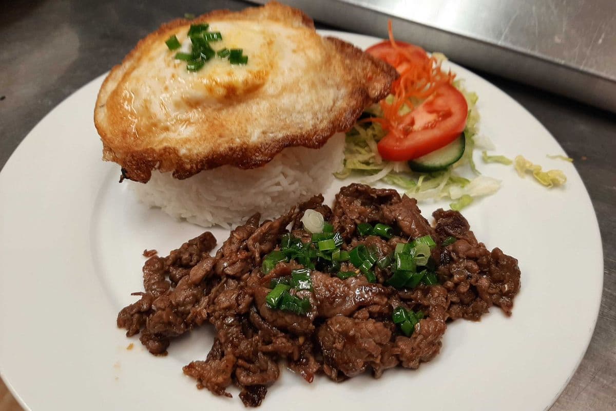 53. Grilled Lemon Grass Beef and Fried Egg