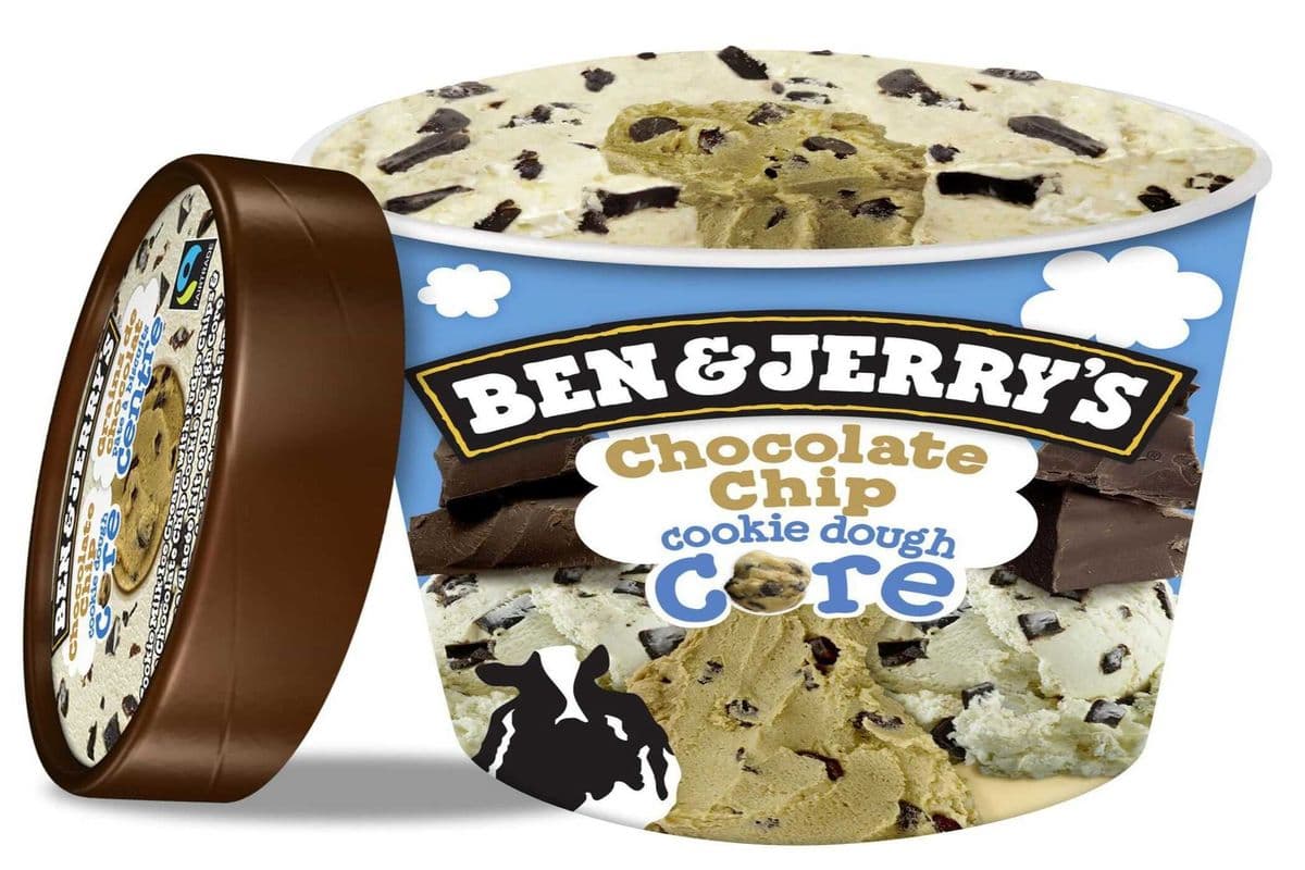 Ben & jerry- chocolate chip cookie dough core (473ml) (300 Cal)
