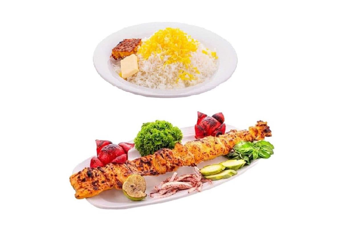 Boneless Chicken Kebab (Jooje Kabab) with Rice