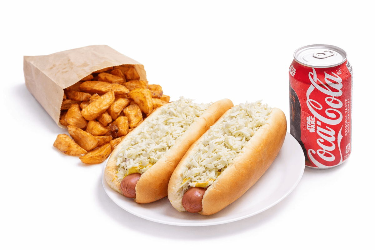 2 Hot-Dog Steamé, Frite et Boisson
