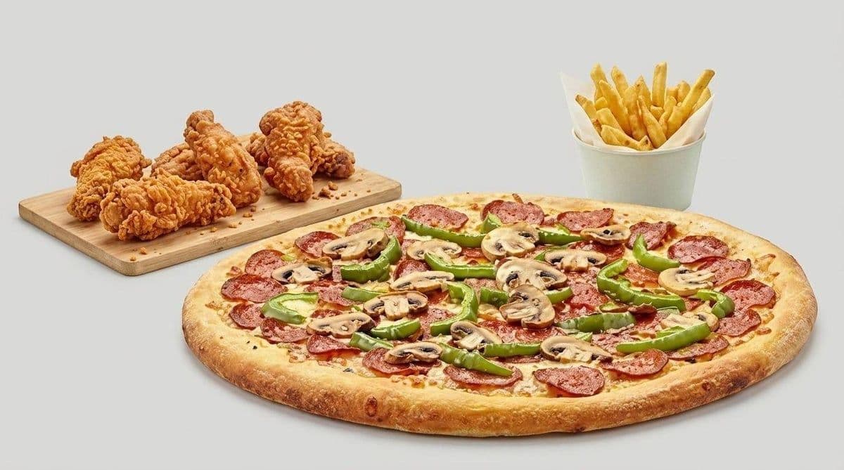 Combo #1 - Pizza Bambino + 2 Pilons Frit + salade et sauce + frite + Pepsi