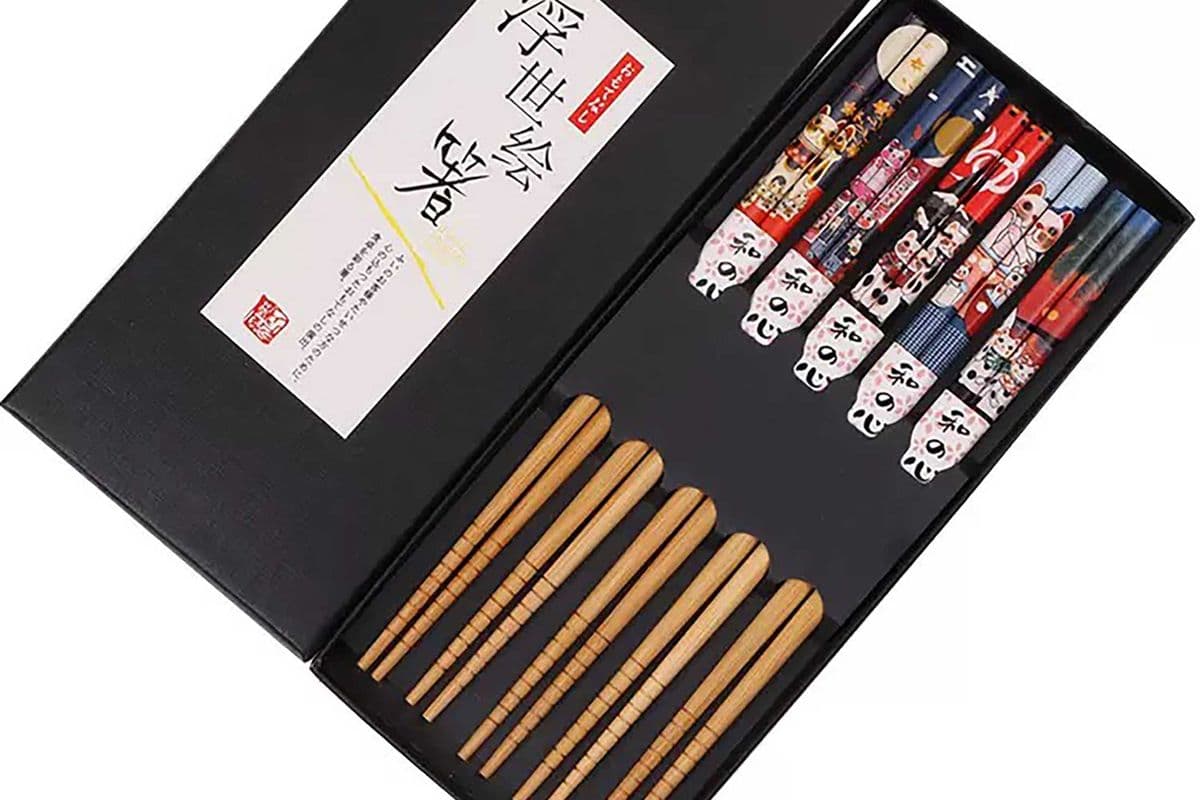 Lucky Cat Bamboo Chopsticks Gift Set(5 Paris)