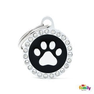 MyFamily Black Glam Paw Engraved Tag