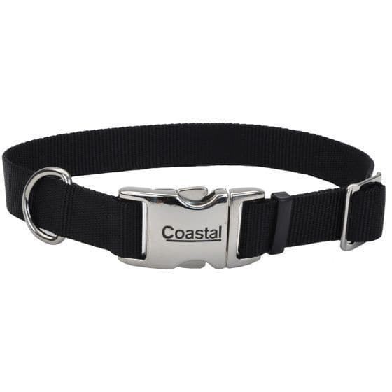 Coastal Adjustable Nylon Collar with Titan Metal Buckle Black