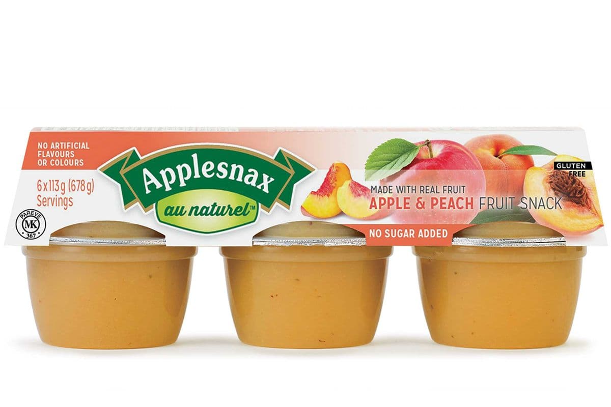 Applesnax apple and peach fruit snack / compote de pomme et peche