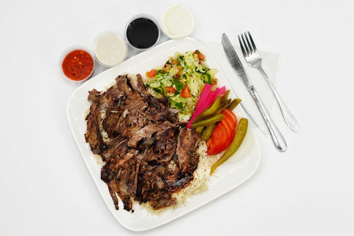 Veal Shawarma rice and salad Meal