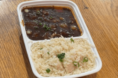 Chicken Manchurian and Garlic Steamed Rice
