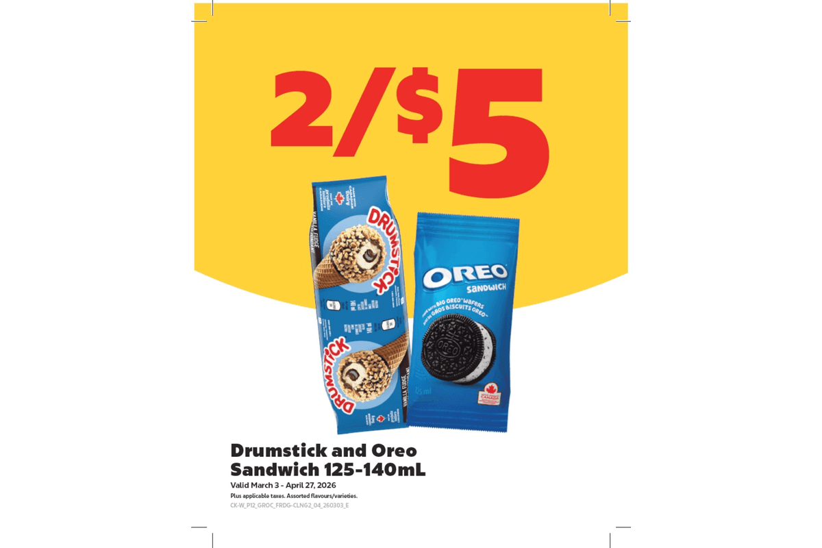 Drumstick & Oreo Sandwich (125-140 ml) - 2 for $5.00