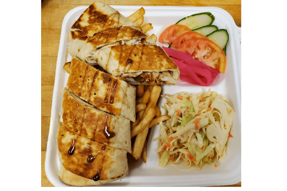 Sliced Shawarma Wrap Plate with Fries