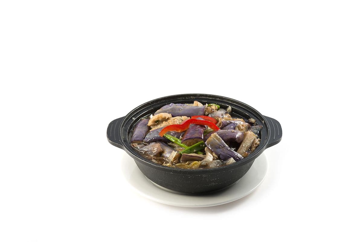 145. Aubergine sautée au poisson salé et porc haché / Fried Eggplant with Salted Fish and Ground Pork