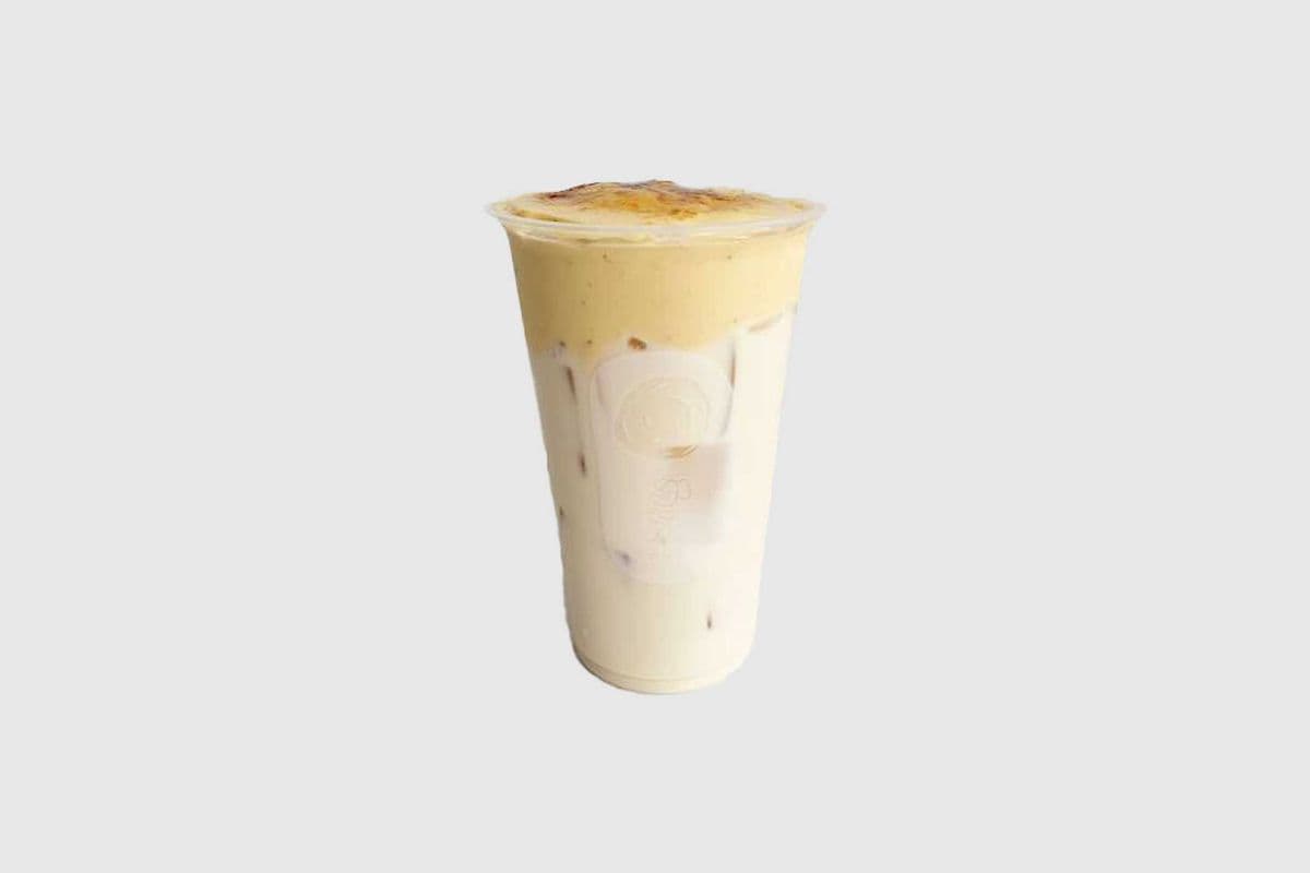 Green Milk Tea with Crème Brûlée