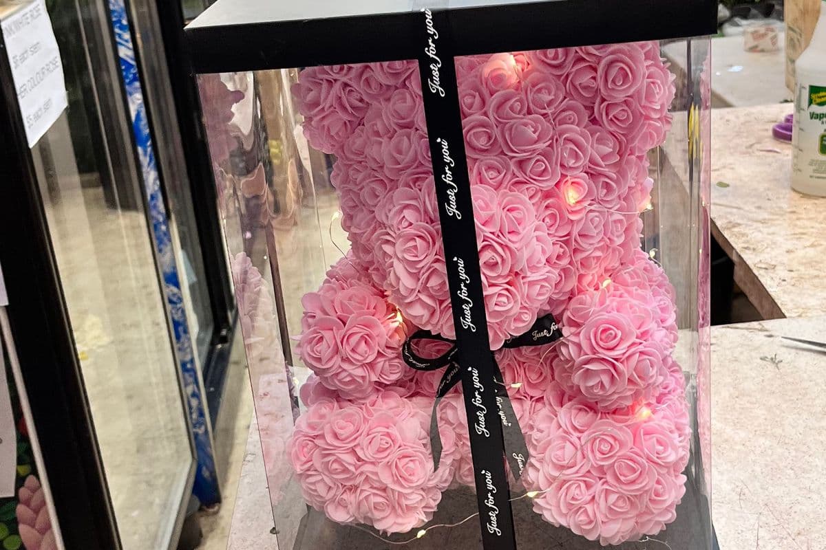 Rose Bear 礼盒 40cm with led light （pink or red ）