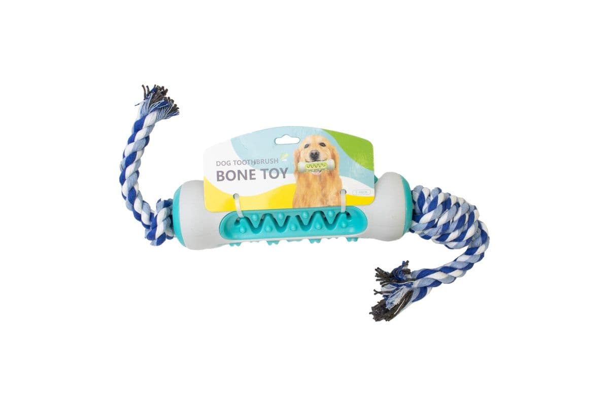 Pampered Pal Dog Toy Dental Bone Tug Blue