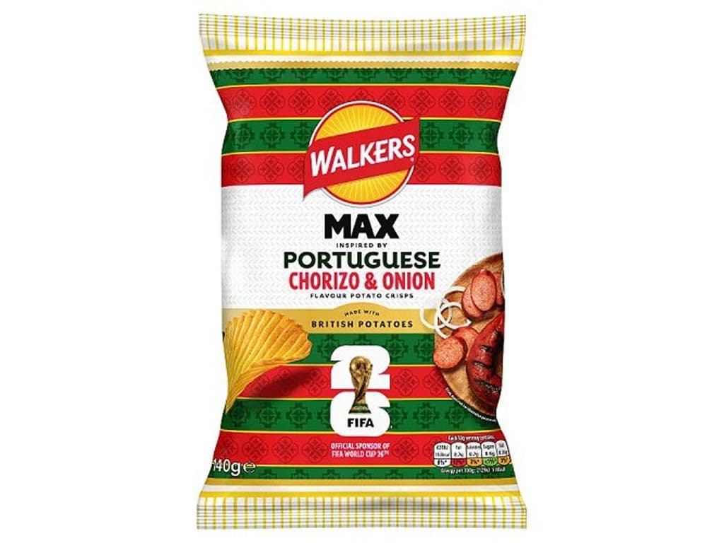 Walkers Portuguese Chorizo and Onion World Cup Crisps UK 150g Crinkle Cut Chips
