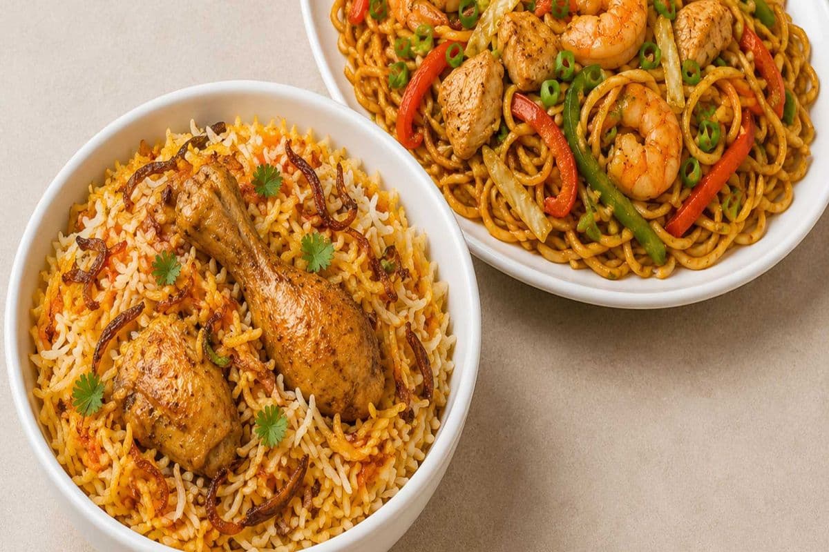 Chicken Biryani + Chicken / Shrimp Chowmein