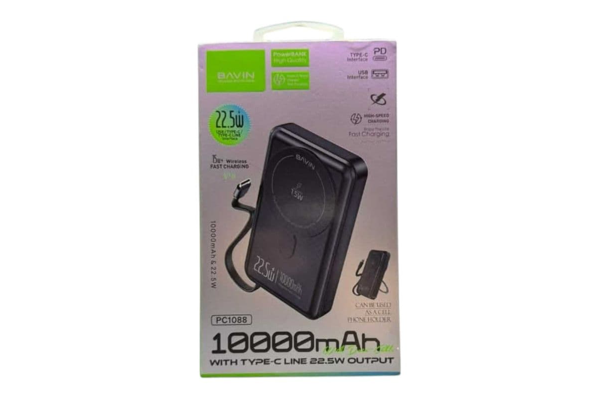 Bavin 10000mAh 22.5W PD Magnetic Wireless Fast Charging Power Bank w/ Magnetic Ring