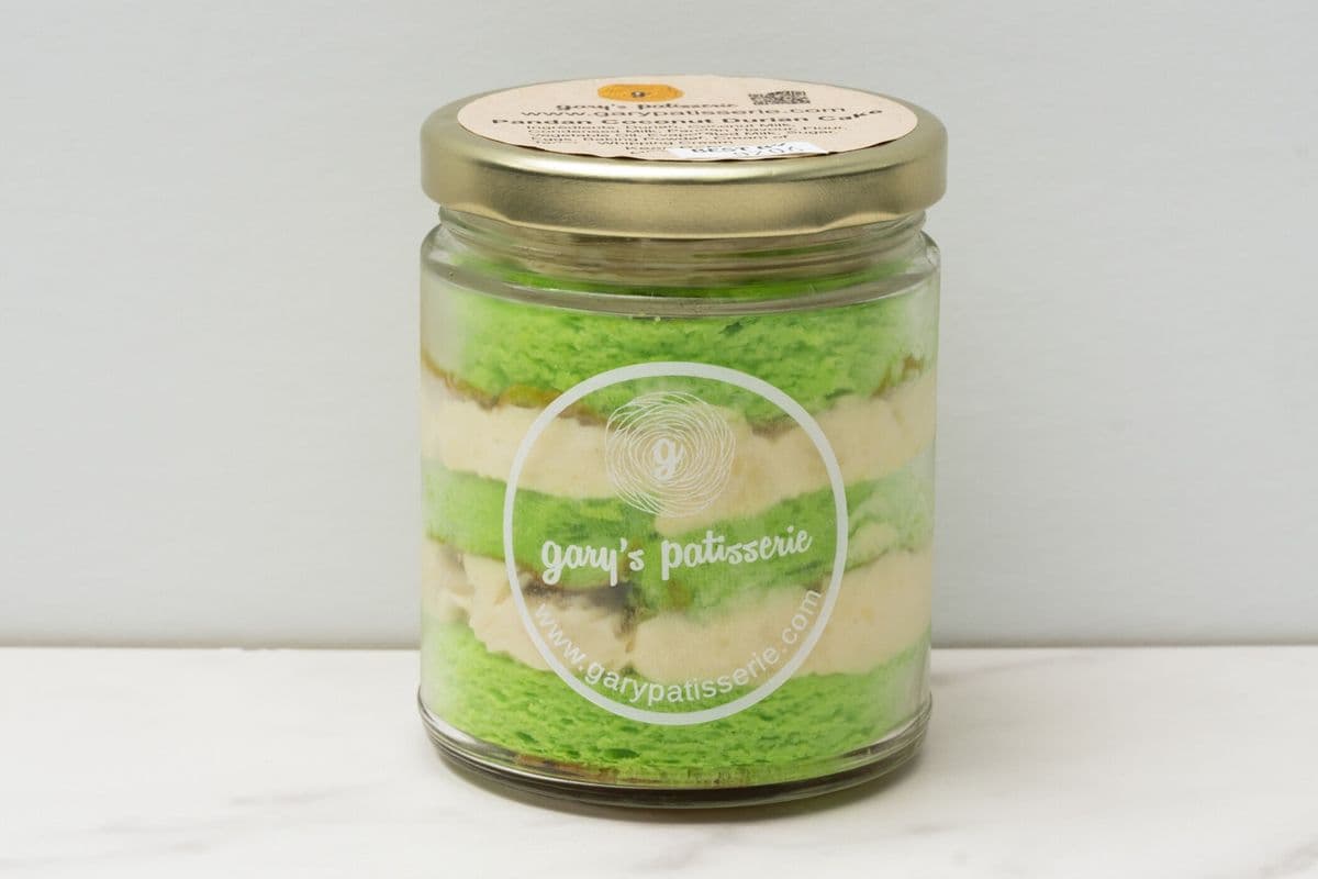Pandan Durian Coconut Cake in the Jar