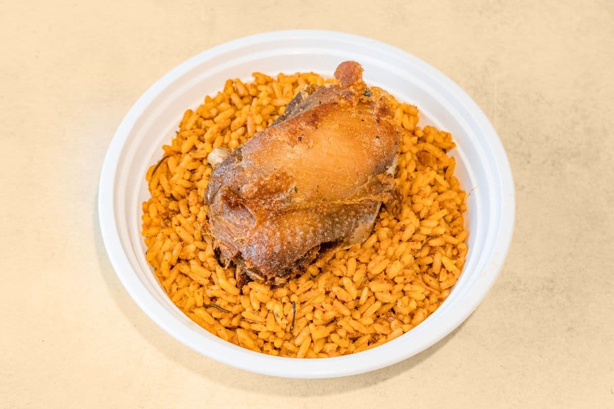 Jollof Rice with a Piece of Protein