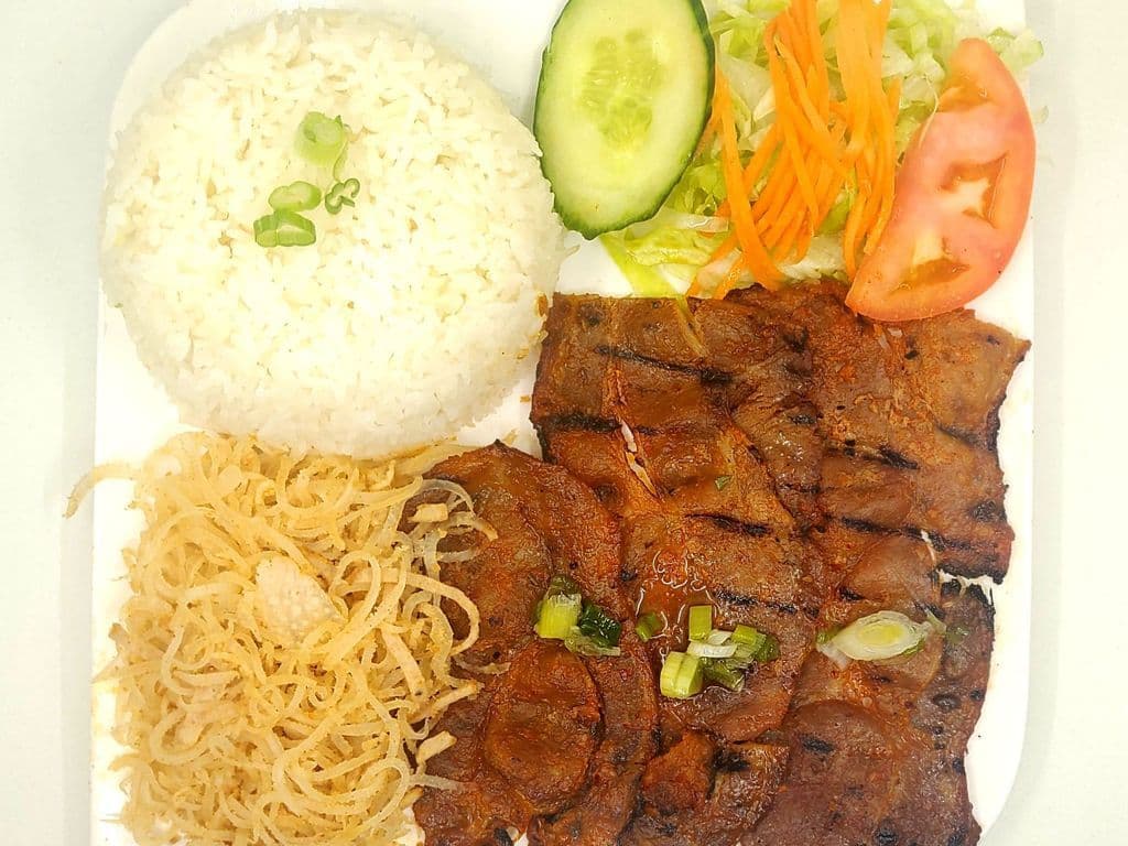 C8. Com Thit Nuong Bi - Lemongrass Pork, Fried Bean Curd