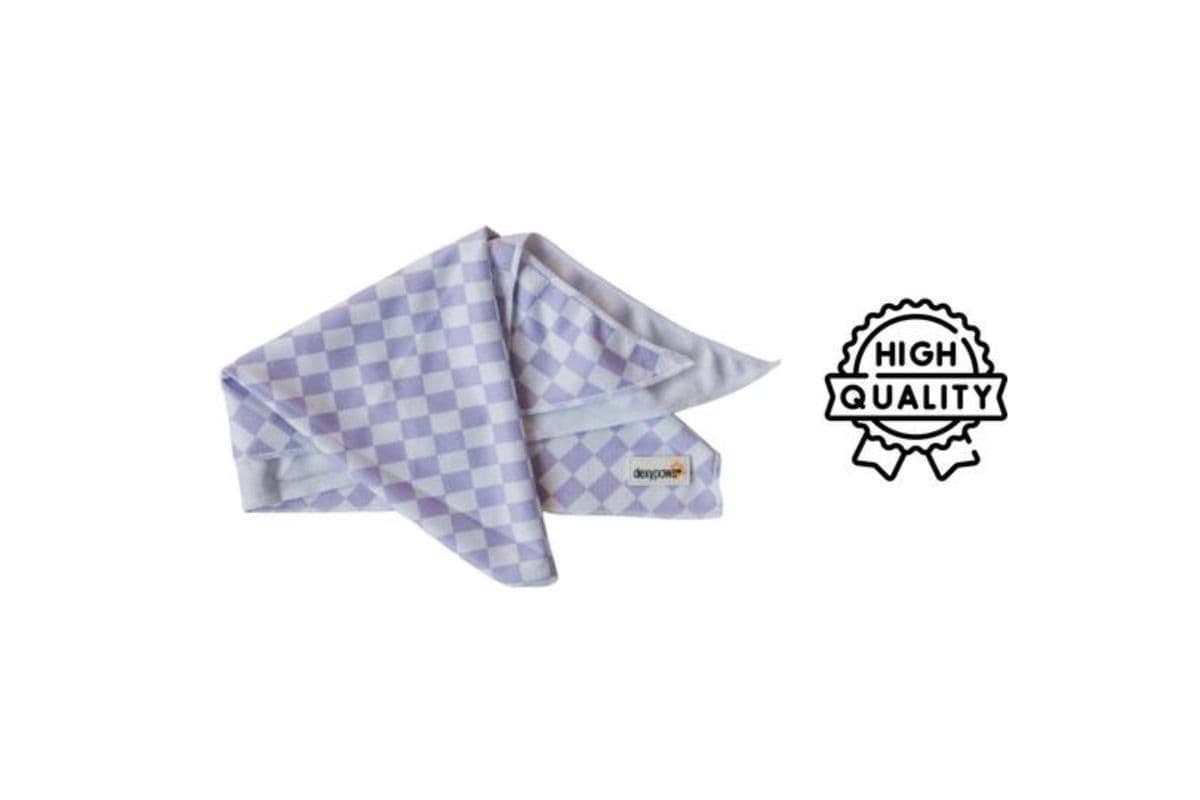 Dexypaws Cooling Bandana in Lilac Checkers Medium