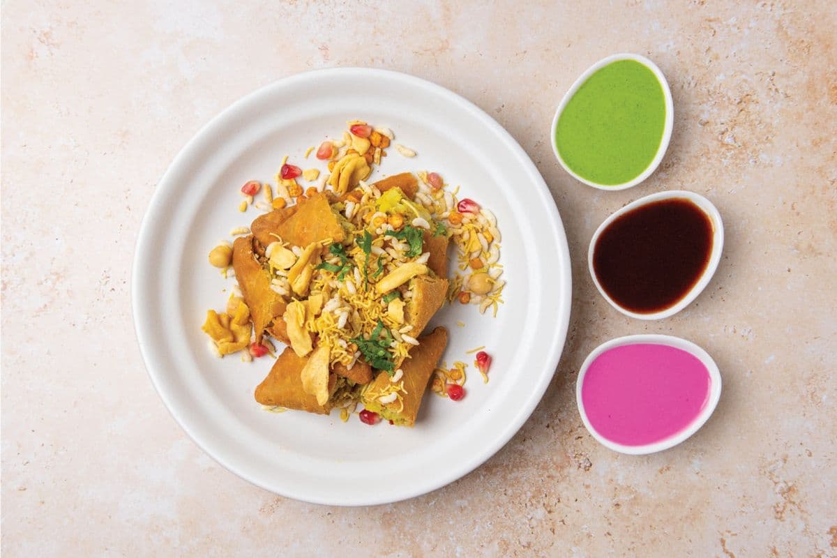 Pink Samosa Chaat