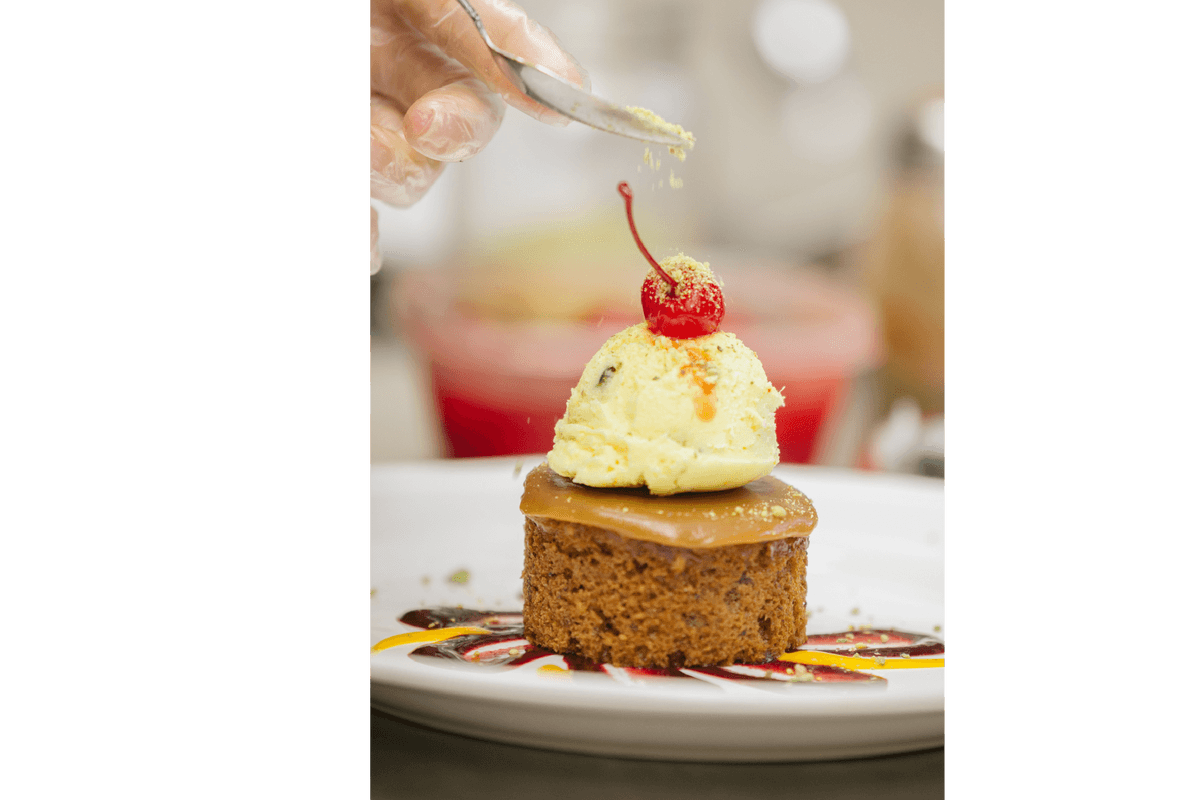 Sticky Toffee Pudding with Persian Ice Cream