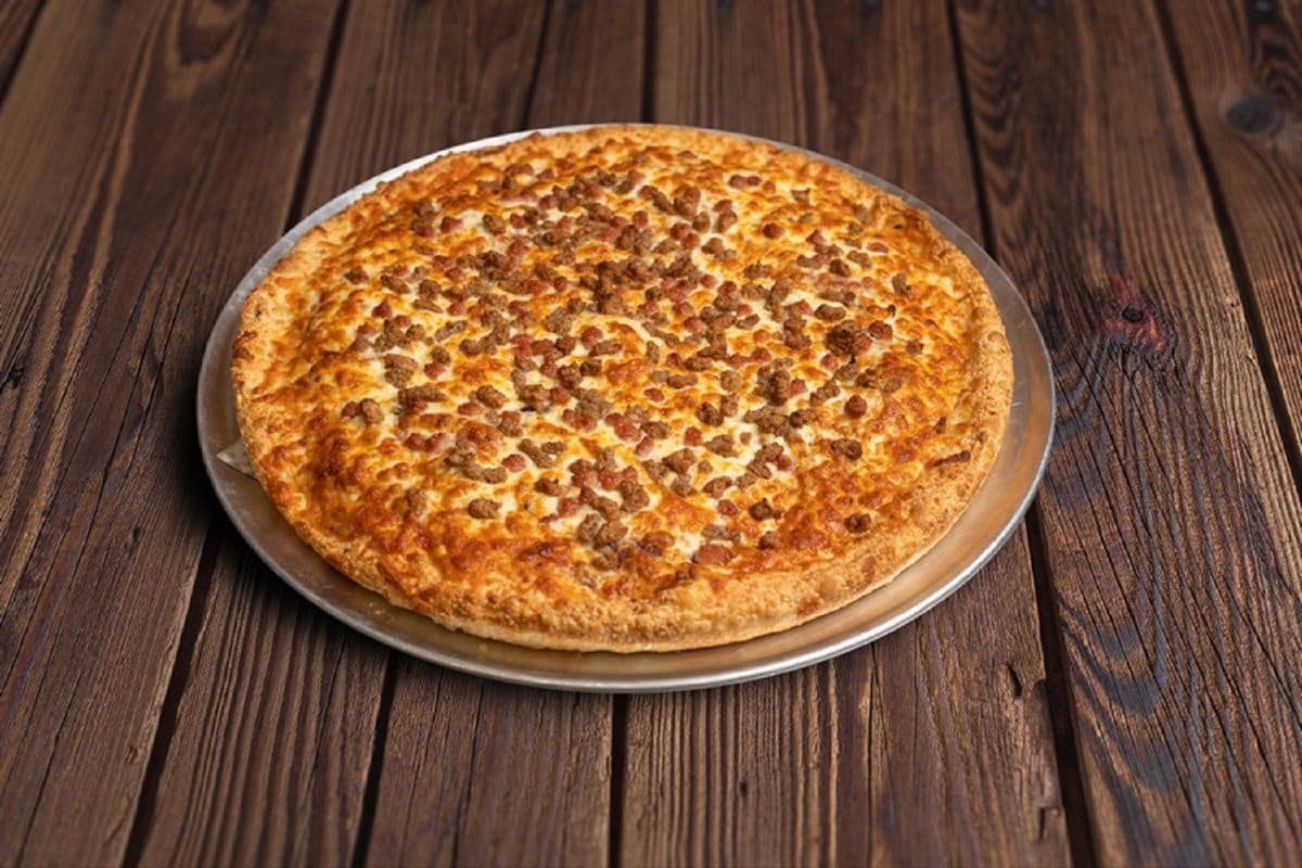 13. 10" Small Salami, Mushroom, Beef, Bacon, and Italian Sausage Pizza