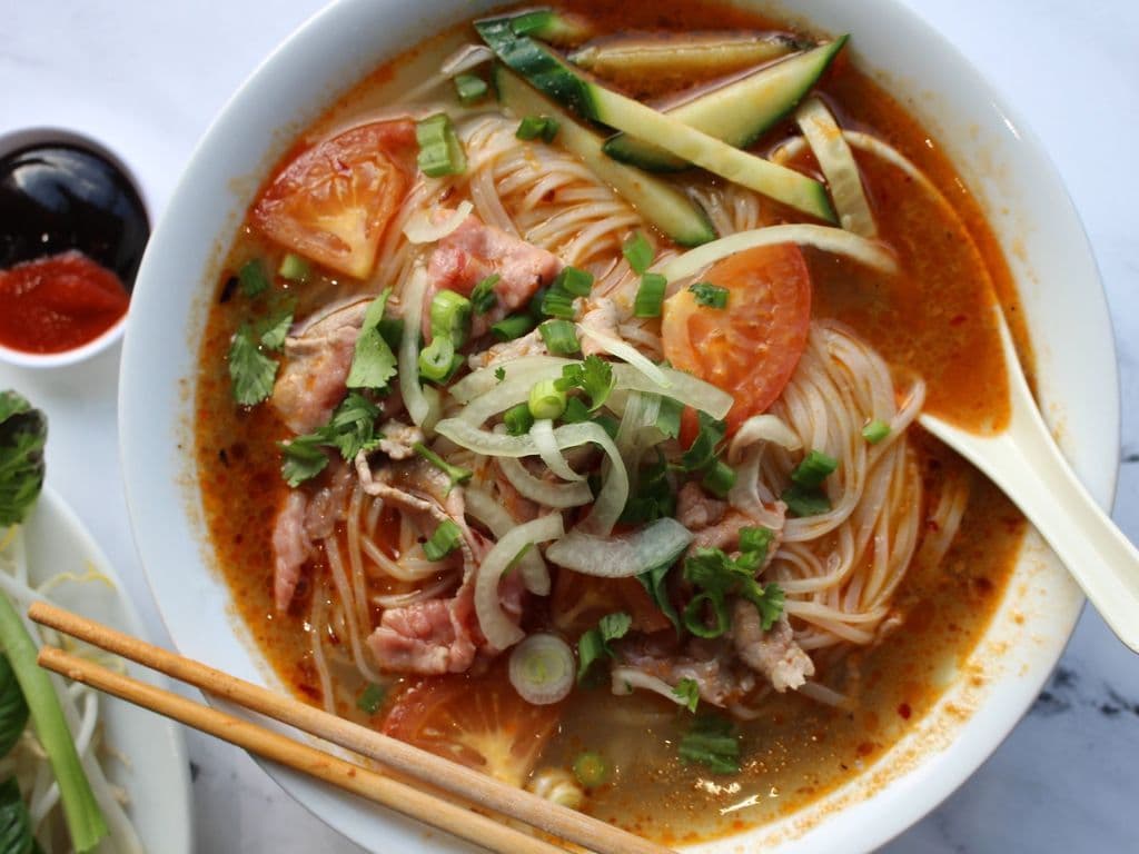 234. Satay Style Medium Rare Beef Rice Noodle Soup