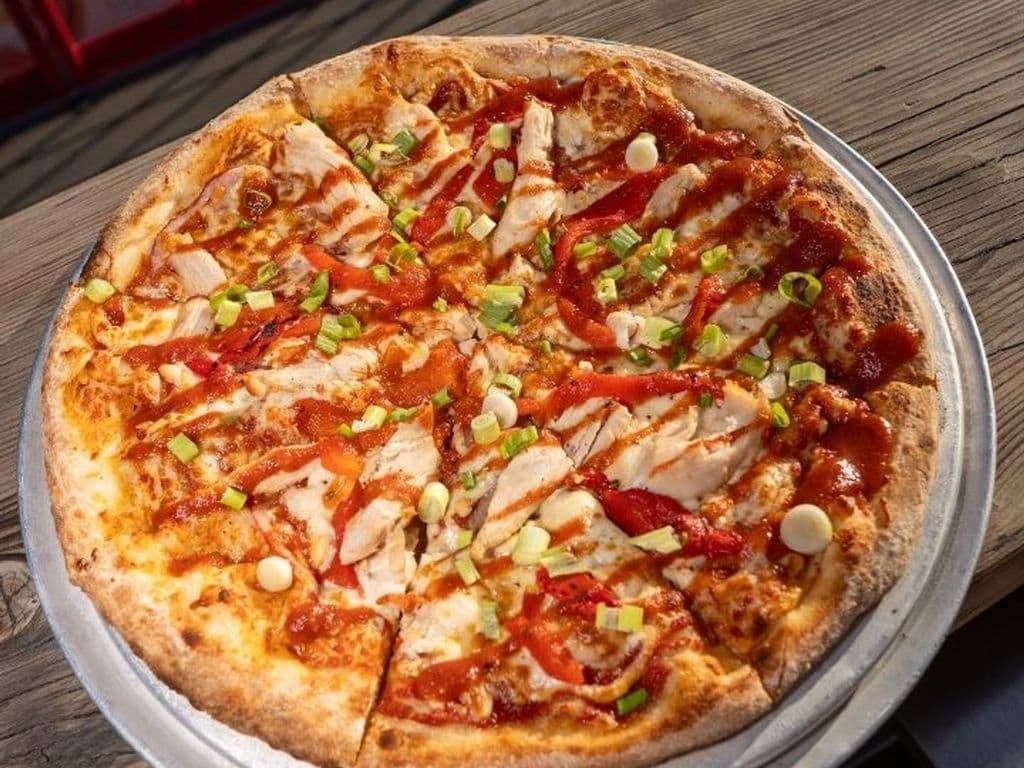 community love feature pizza: bbq chicken pizza