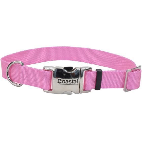 Coastal Adjustable Nylon Collar with Titan Metal Buckle Bright Pink