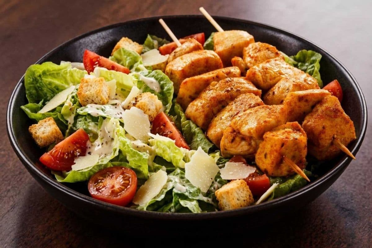 Chicken Kebab with Ceasar Salad