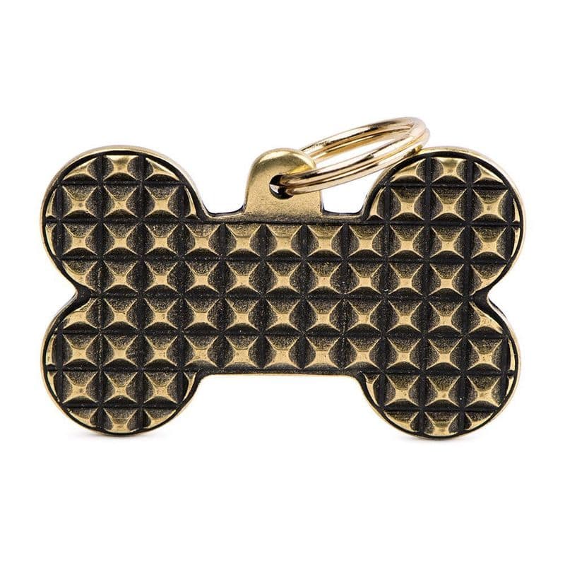 MyFamily Big Bone Bronx Studs English Brass Engraved Tag