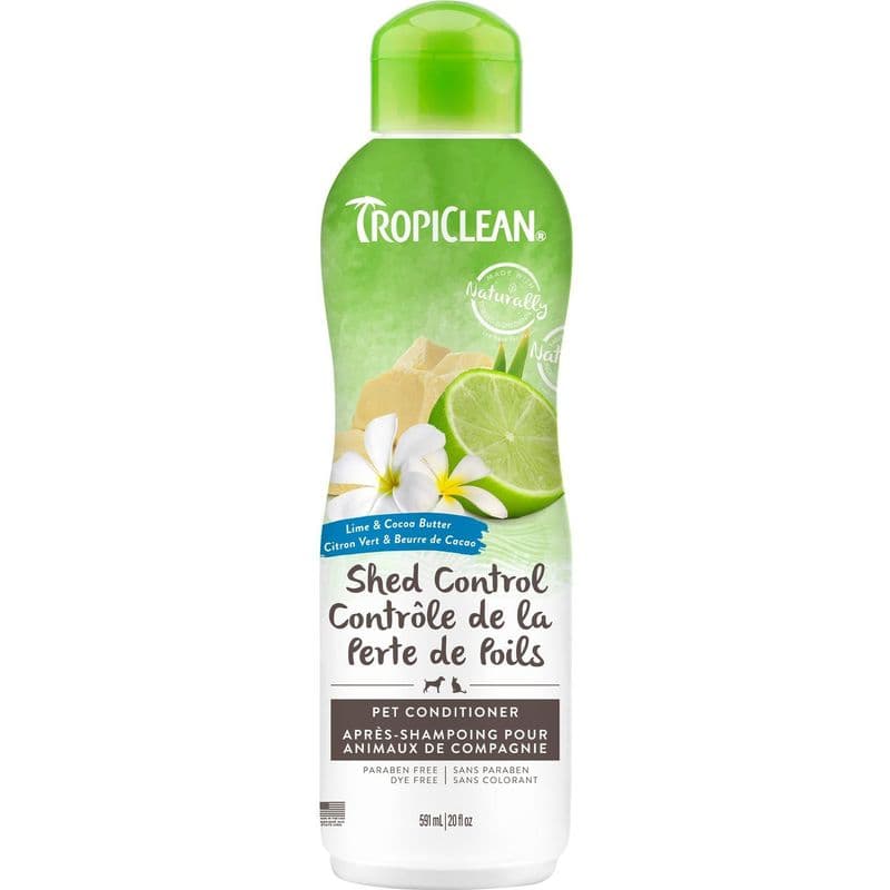 Tropiclean Lime & Cocoa Butter Shed Control Pet Conditioner, Naturally Derived Ingredients 20 Oz