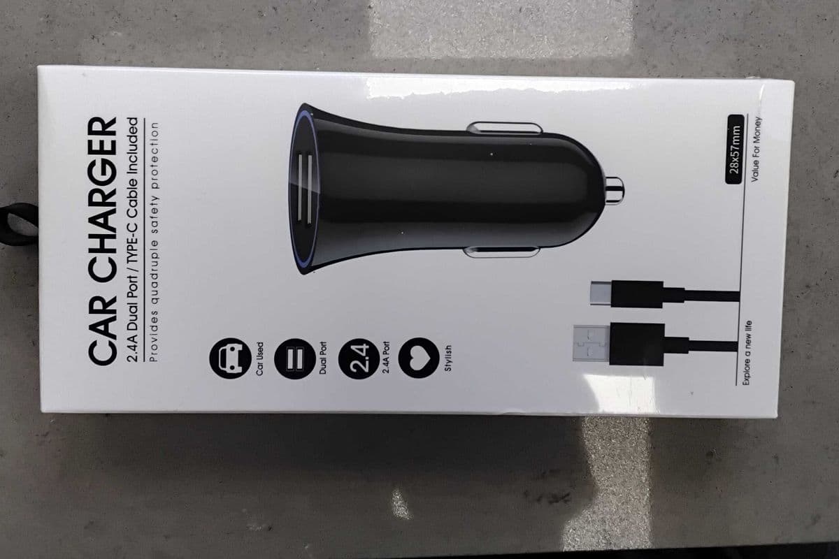 Car charger 2.4A dual port type C