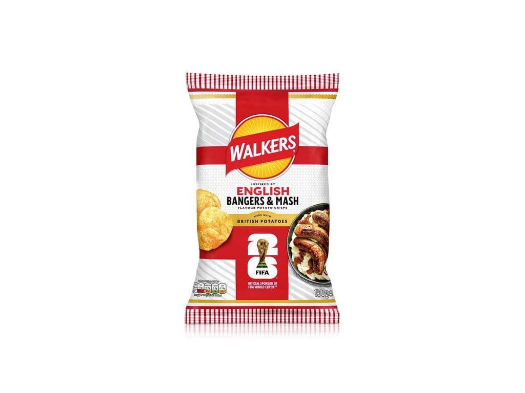 Walkers English Bangers and Mash World Cup Crisps UK 150g Sausage Chips 