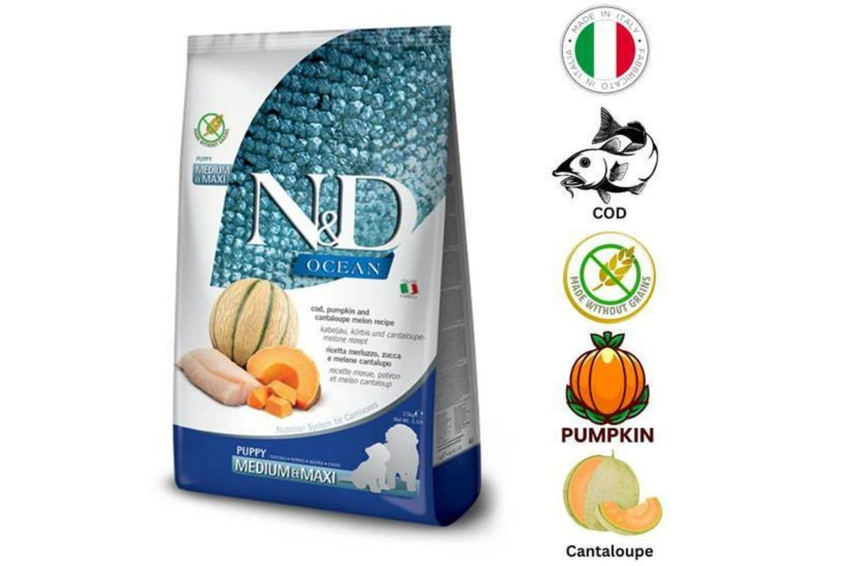 Farmina Ocean Cod & Cantaloupe Medium & Maxi Puppy Dry Food (5.5 lbs)